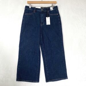 Judy Blue High Waist‎ Wide Leg Crop Jeans Dark Wash Denim Size 13 31